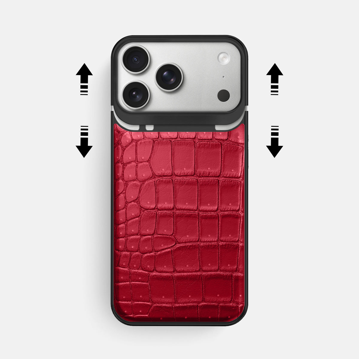 Metal Case For iPhone 18 Pro Max In Porosus Crocodile -2 | Burgundy-Black