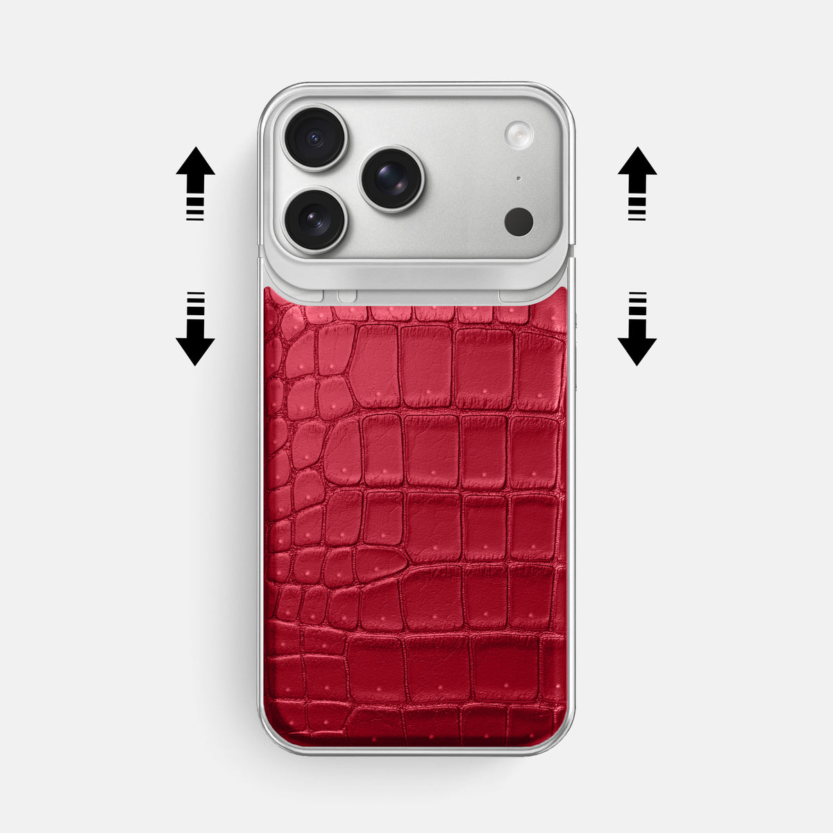 Metal Case For iPhone 18 Pro Max In Porosus Crocodile -2 | Burgundy-Steel