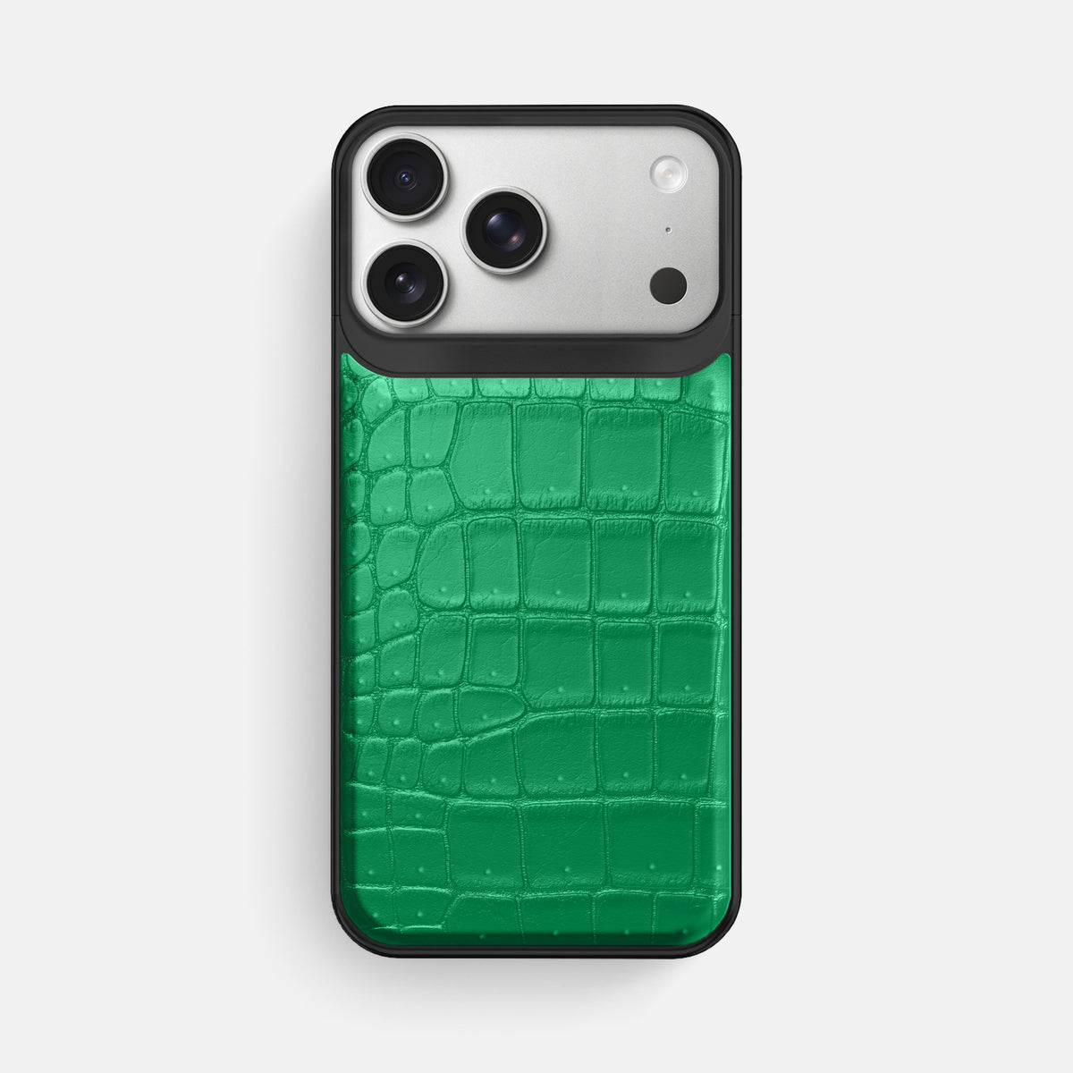 Metal Case For iPhone 18 Pro Max In Porosus Crocodile -1 | Cactus-Green-Black