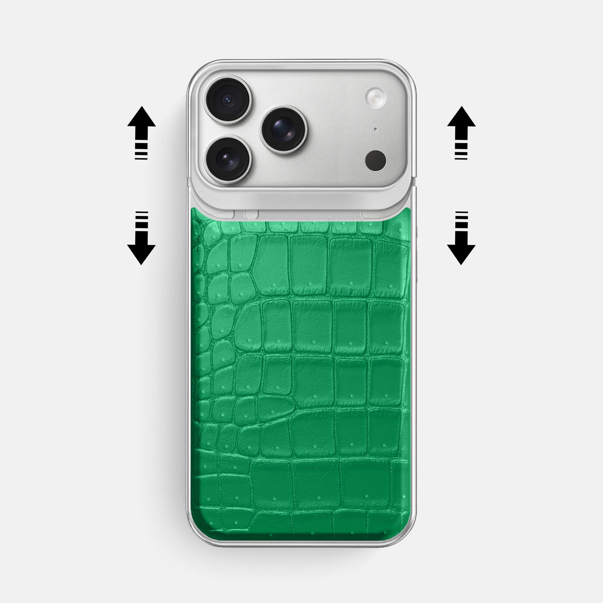 Metal Case For iPhone 18 Pro Max In Porosus Crocodile -2 | Cactus-Green-Steel