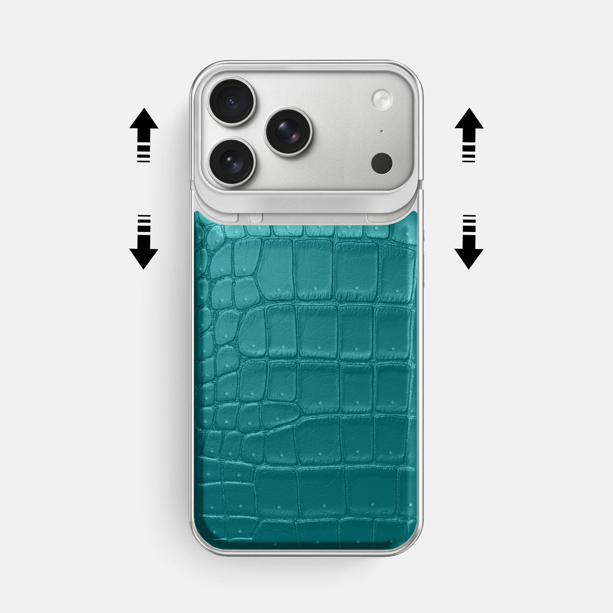 Metal Case For iPhone 18 Pro Max In Porosus Crocodile -2 | Celadon-Steel