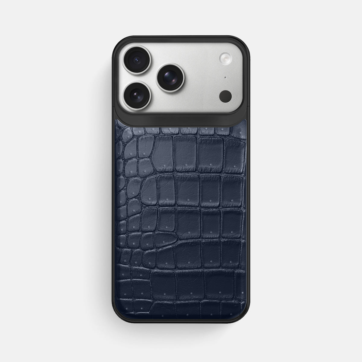 Metal Case For iPhone 18 Pro Max In Porosus Crocodile -1 | Deep-Blue-Sea-Black