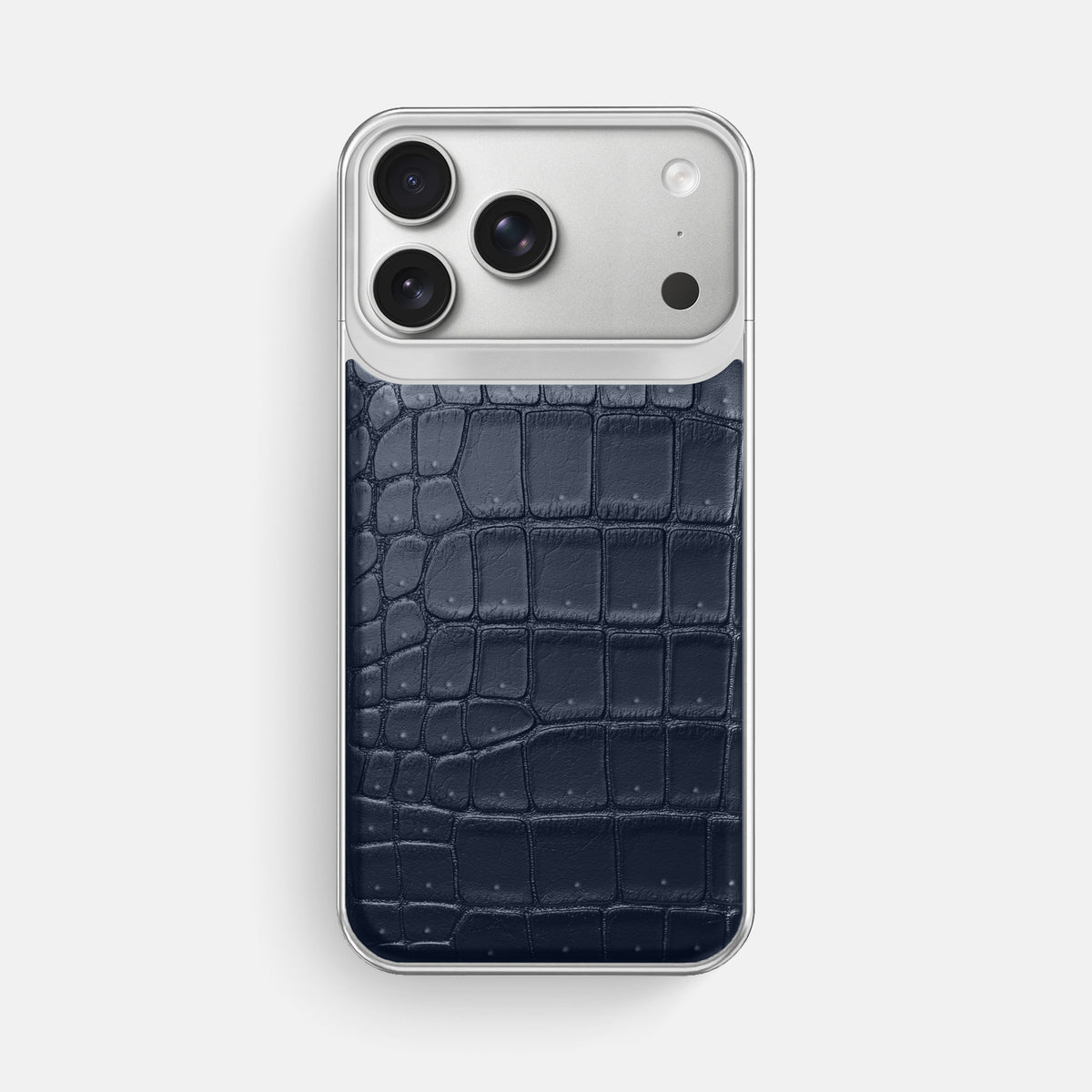 Metal Case For iPhone 18 Pro Max In Porosus Crocodile -1 | Deep-Blue-Sea-Steel