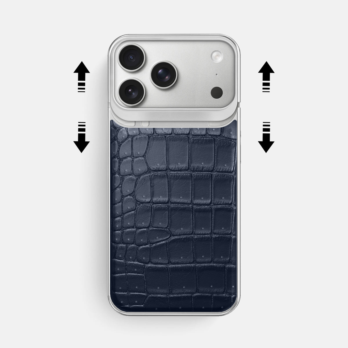 Metal Case For iPhone 18 Pro Max In Porosus Crocodile -2 | Deep-Blue-Sea-Steel