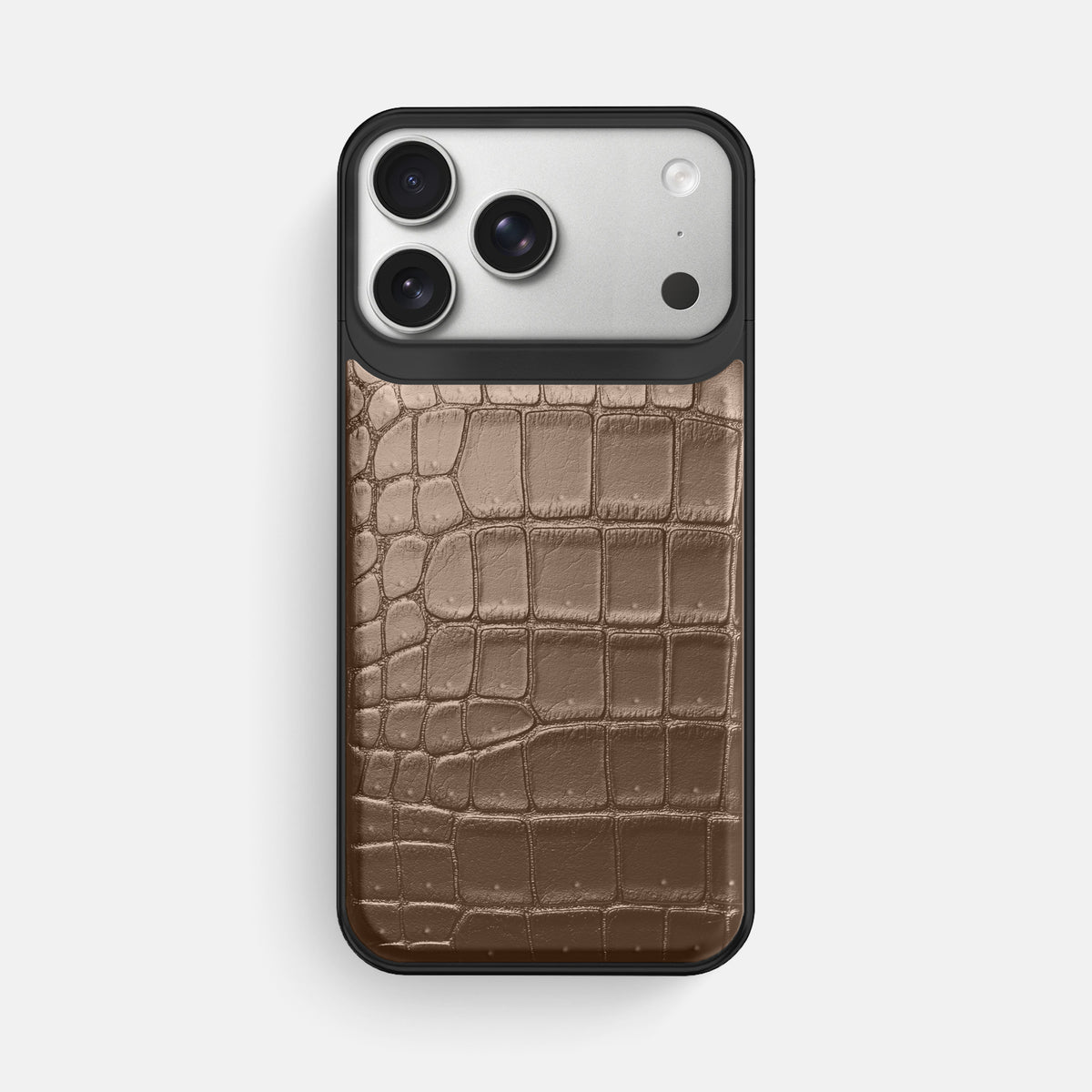 Metal Case For iPhone 18 Pro Max In Porosus Crocodile -1 | Fur-Brown-Black