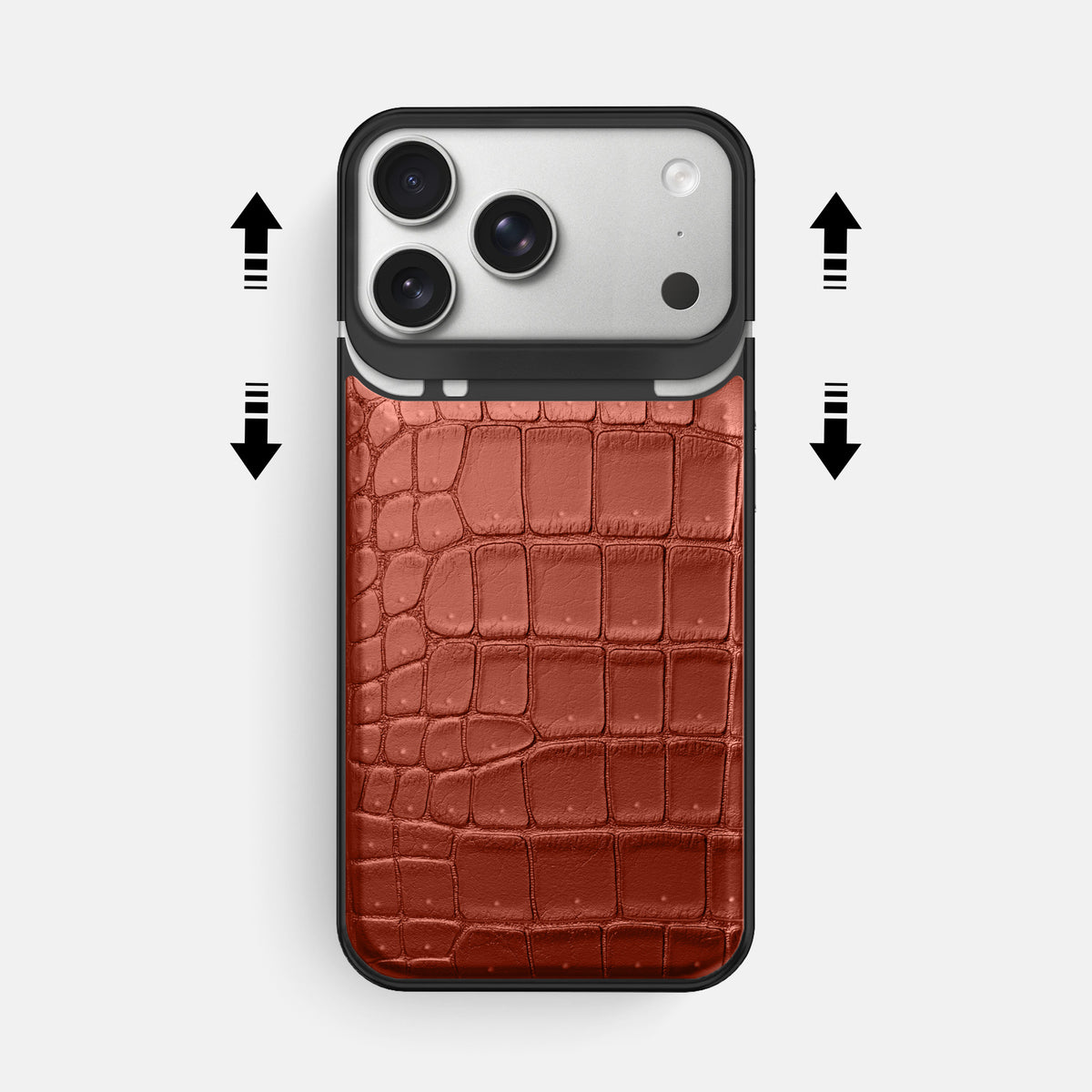 Metal Case For iPhone 18 Pro Max In Porosus Crocodile -2 | Mahogany-Brown-Black