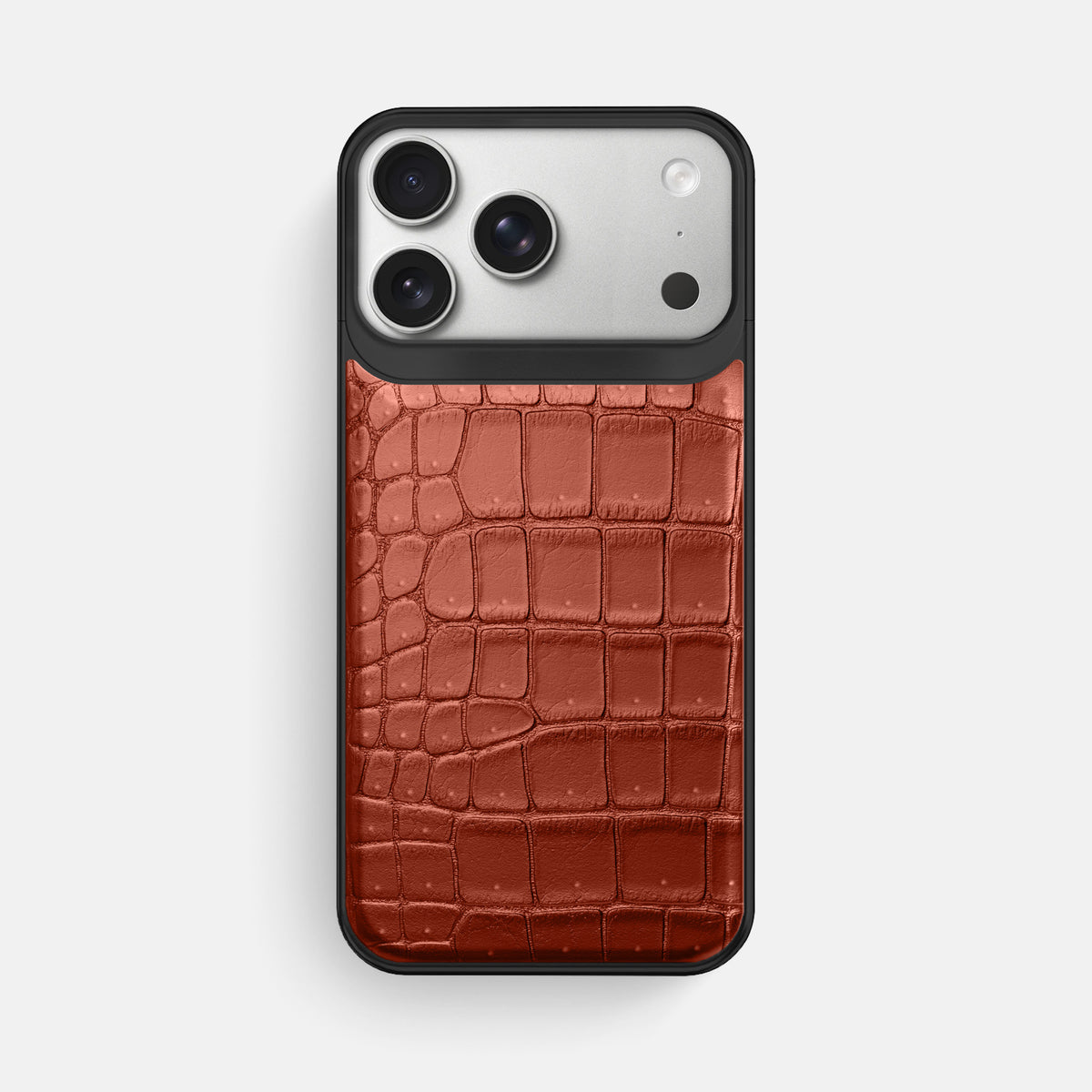 Metal Case For iPhone 18 Pro Max In Porosus Crocodile -1 | Nuts-Black