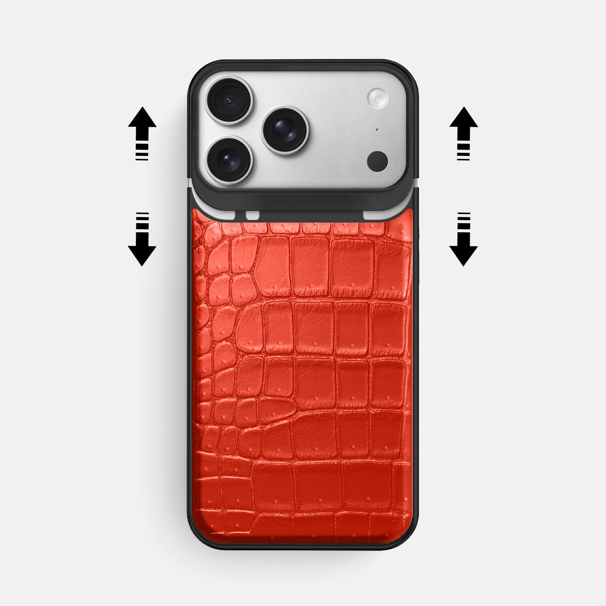 Metal Case For iPhone 18 Pro Max In Porosus Crocodile -2 | Rust-Black