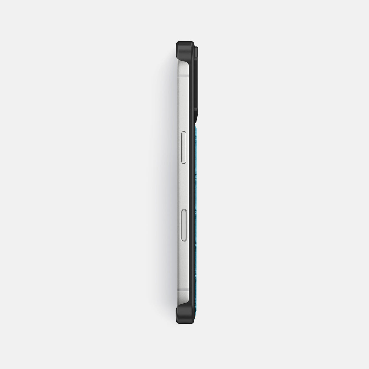 Metal Case For iPhone 18 Pro Max In Porosus Crocodile -3 | Turquoise-Black