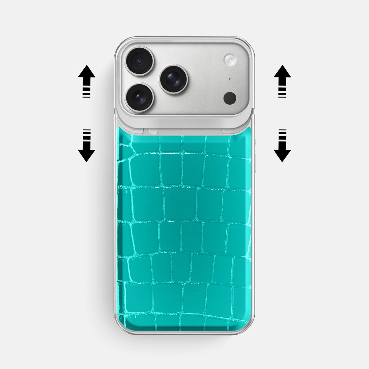 Metal Case For iPhone 18 Pro Max In Shiny Alligator -2 | Mint-Steel