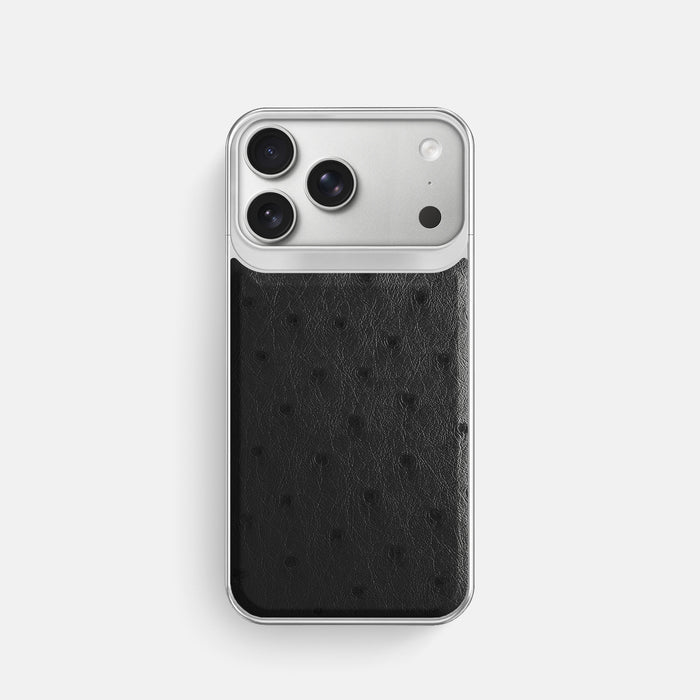Metal Case For iPhone 18 Pro In Ostrich -1 | Black-Steel