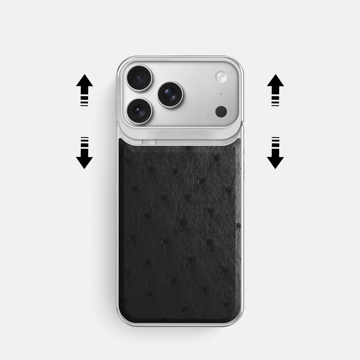 Metal Case For iPhone 18 Pro In Ostrich -2 | Black-Steel