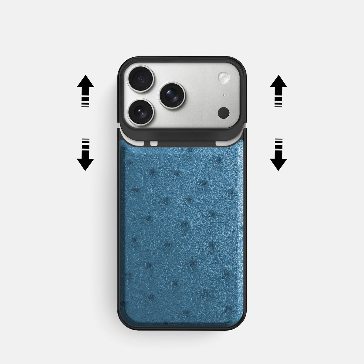 Metal Case For iPhone 18 Pro In Ostrich -2 | Blue-Jeans-Black