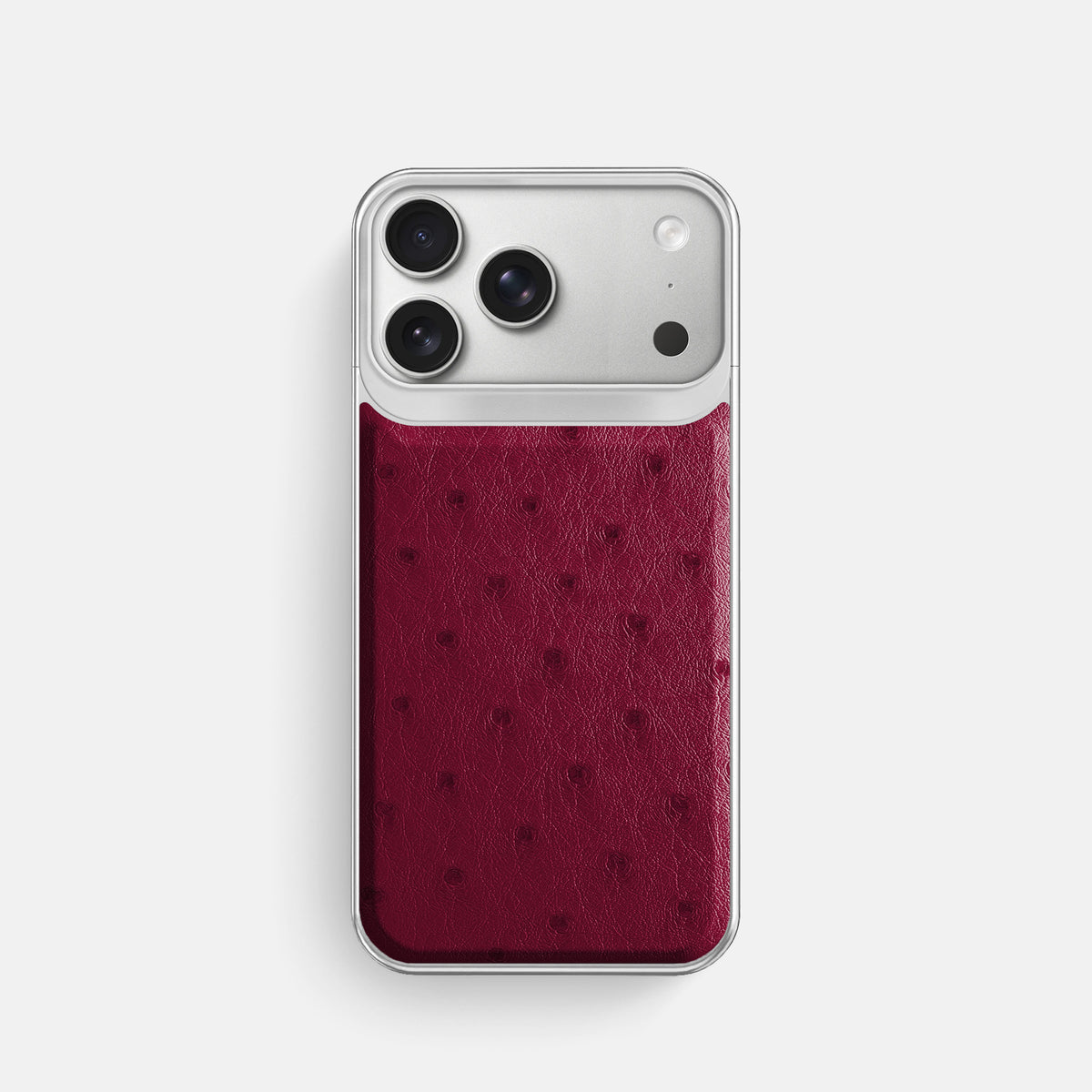Metal Case For iPhone 18 Pro In Ostrich -1 | Bordeaux-Steel