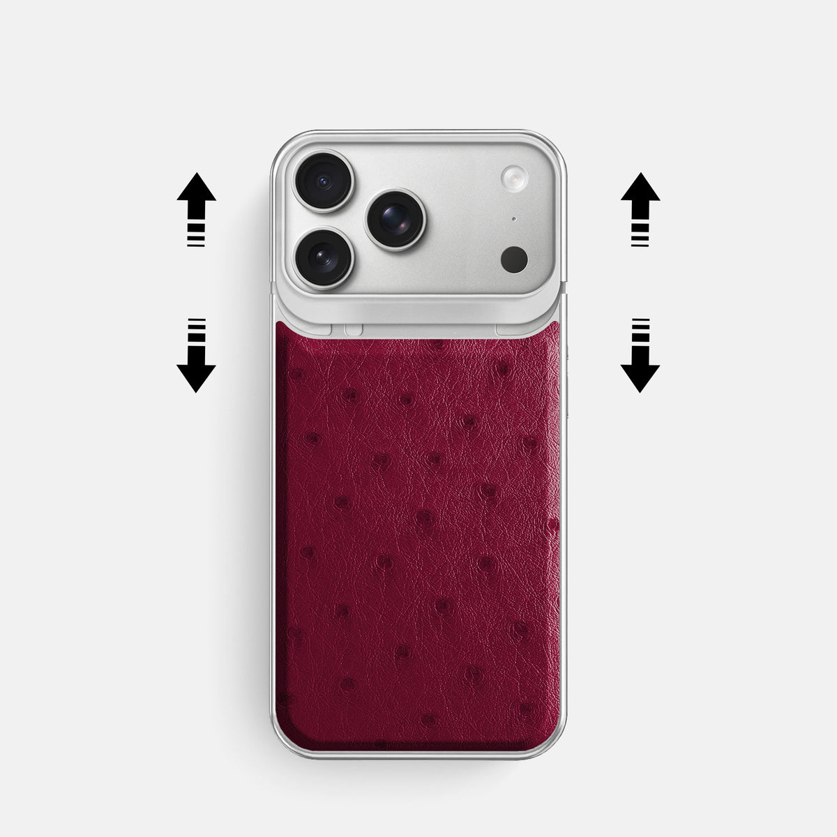 Metal Case For iPhone 18 Pro In Ostrich -2 | Bordeaux-Steel