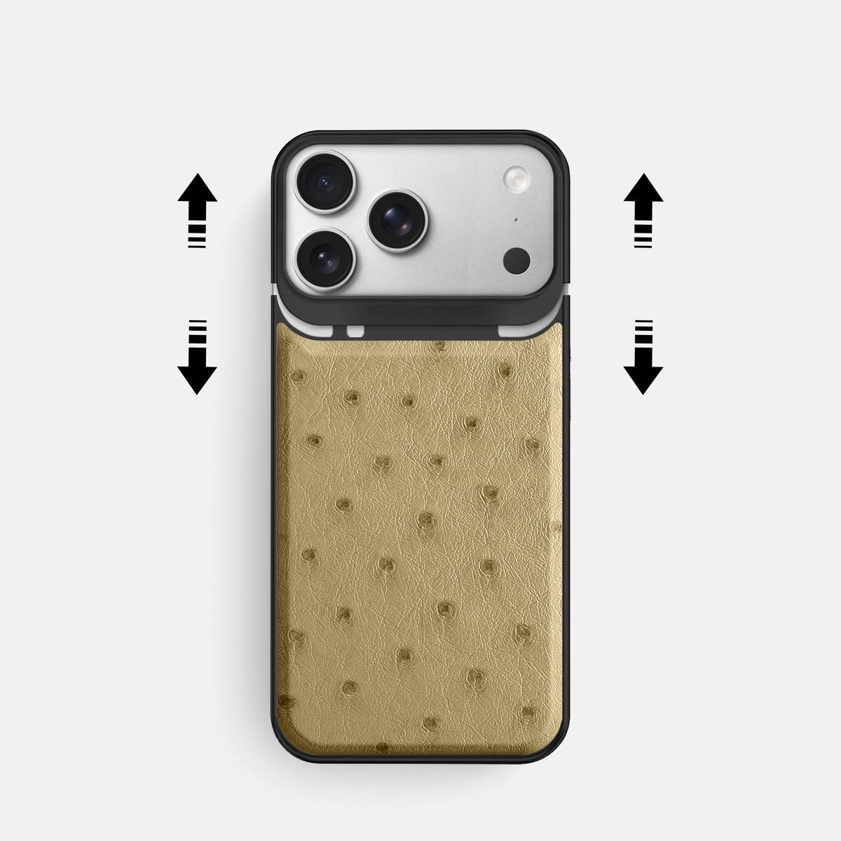 Metal Case For iPhone 18 Pro In Ostrich -2 | Desert-Sand-Black