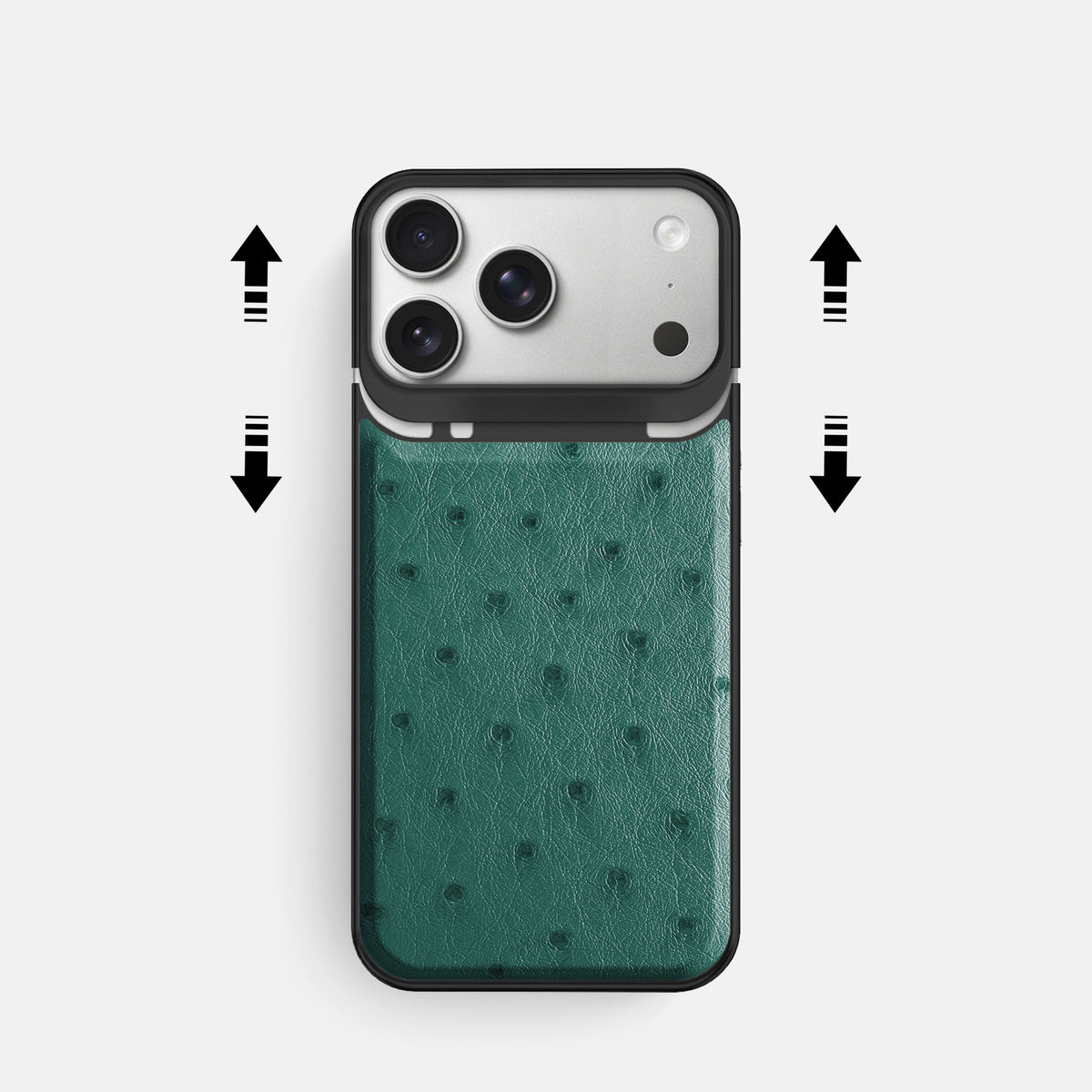 Metal Case For iPhone 18 Pro In Ostrich -2 | Forest-Green-Black