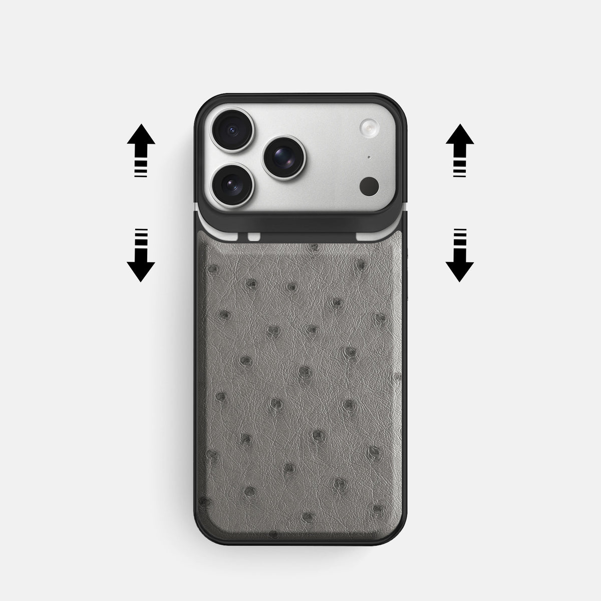 Metal Case For iPhone 18 Pro In Ostrich -2 | Grey-Black