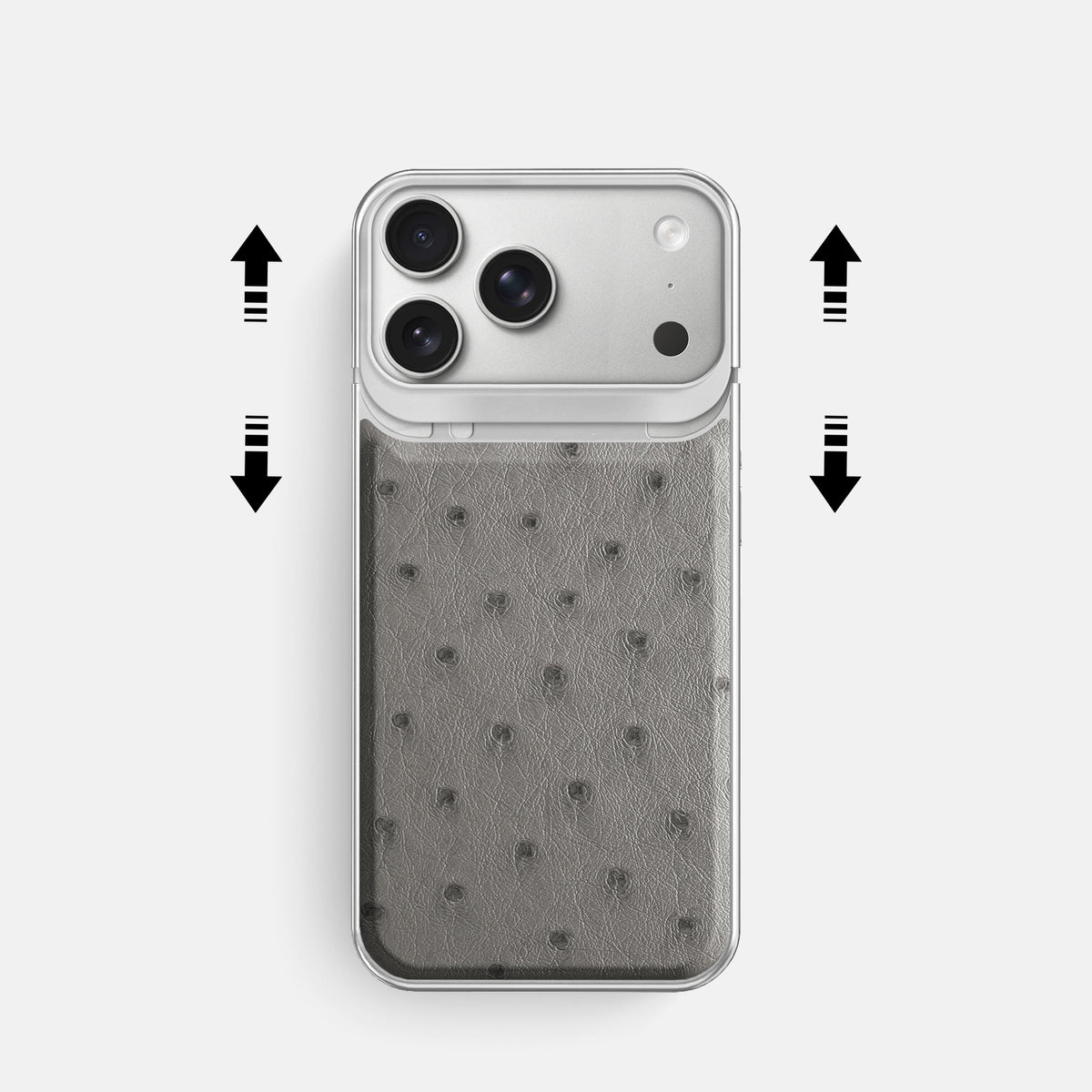 Metal Case For iPhone 18 Pro In Ostrich -2 | Grey-Steel