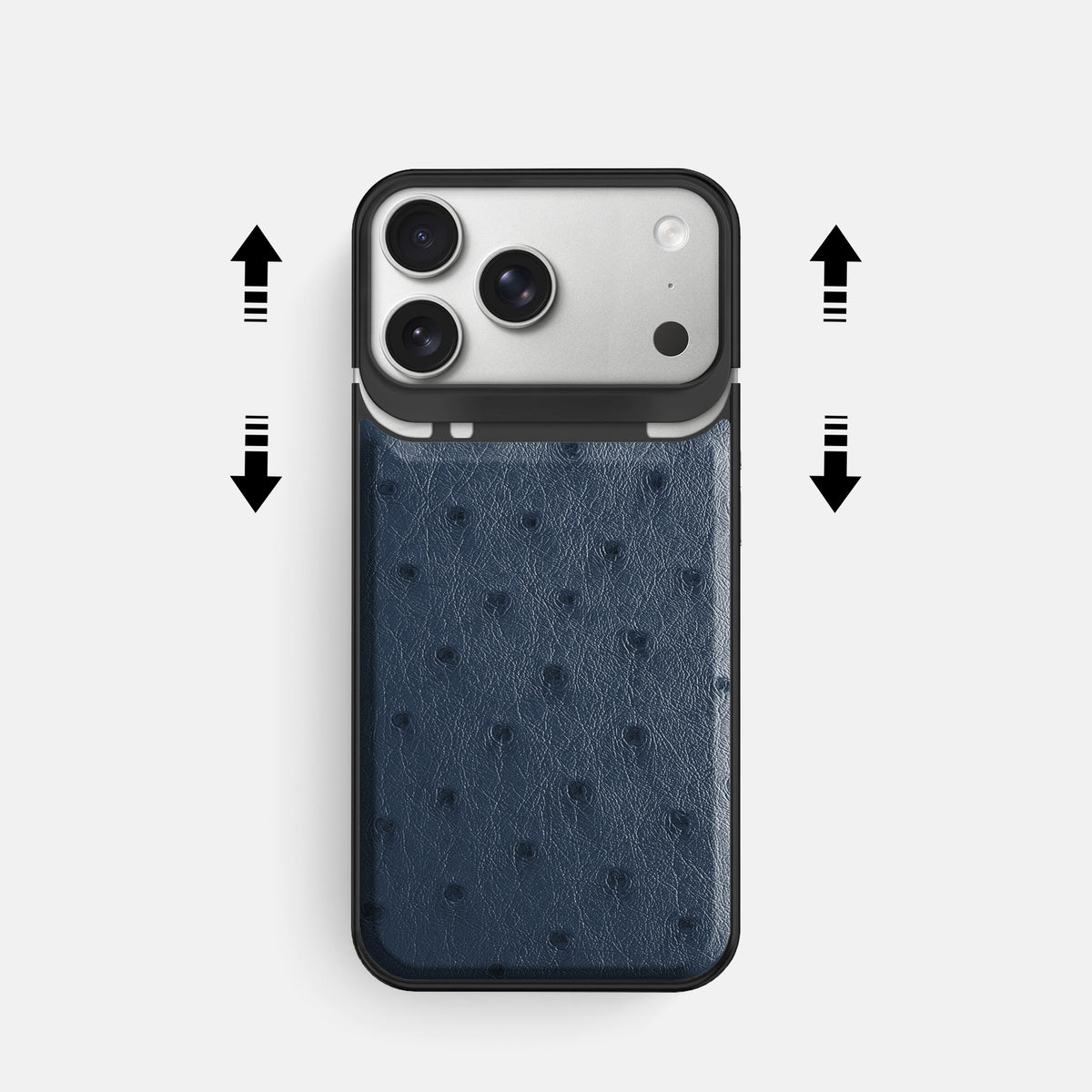 Metal Case For iPhone 18 Pro In Ostrich -2 | Navy-Blue-Black
