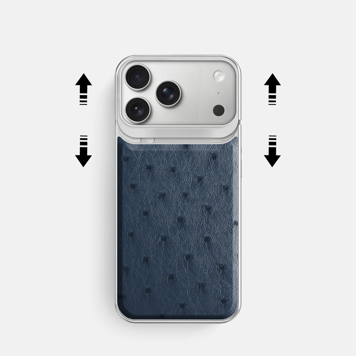 Metal Case For iPhone 18 Pro In Ostrich -2 | Navy-Blue-Steel