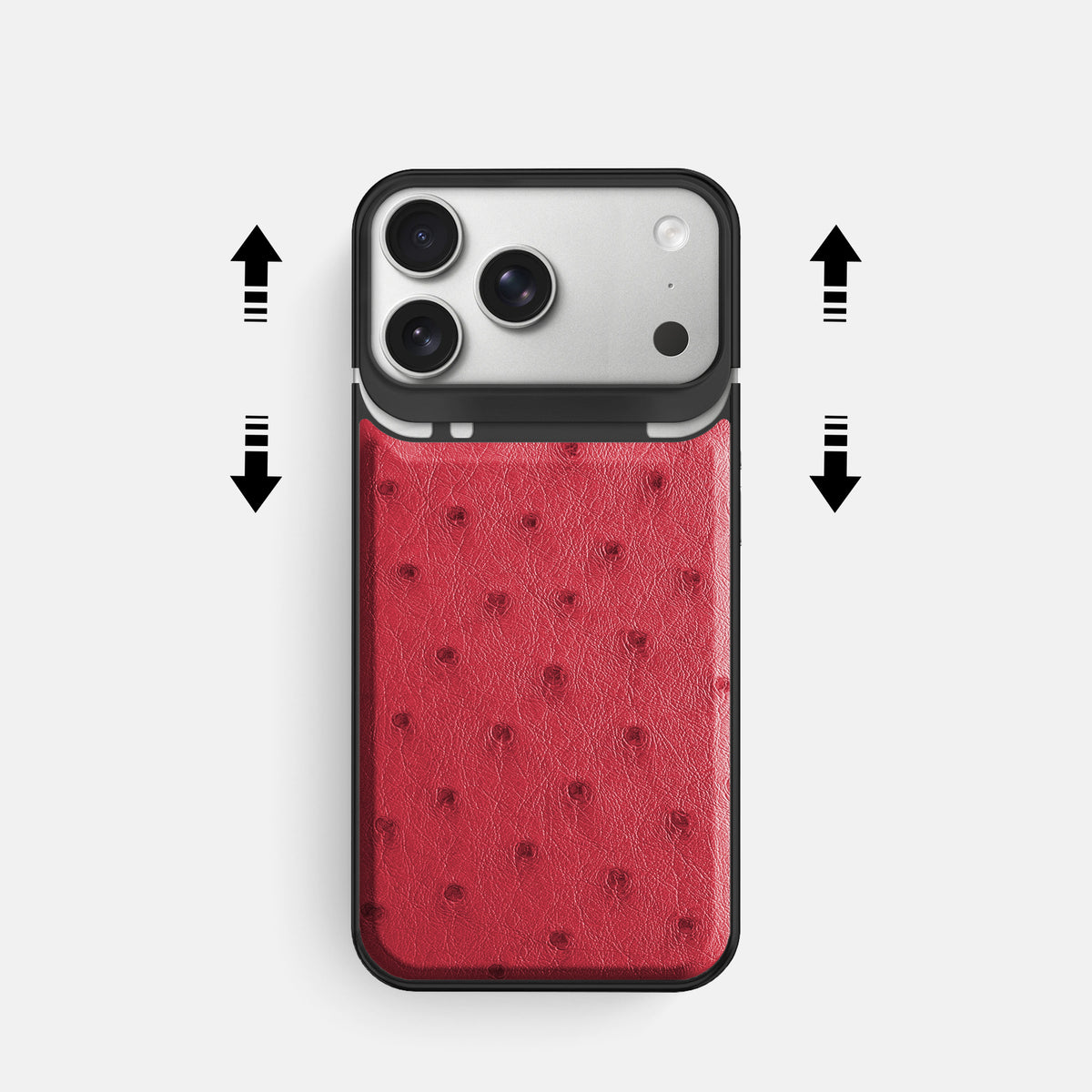 Metal Case For iPhone 18 Pro In Ostrich -2 | Red-Black