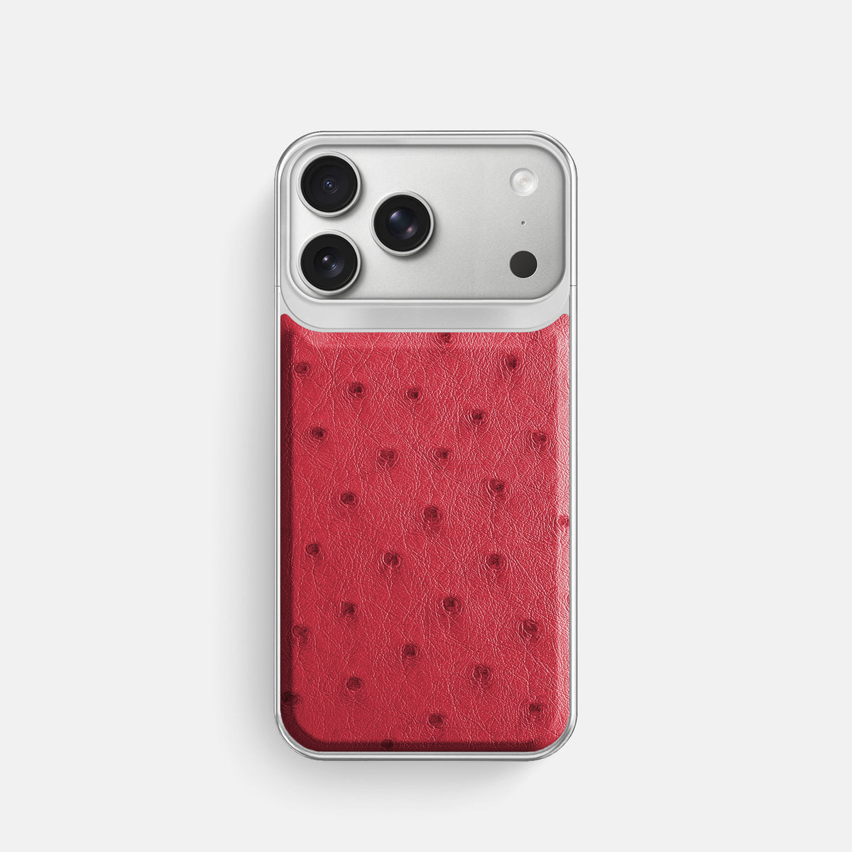 Metal Case For iPhone 18 Pro In Ostrich -1 | Red-Steel