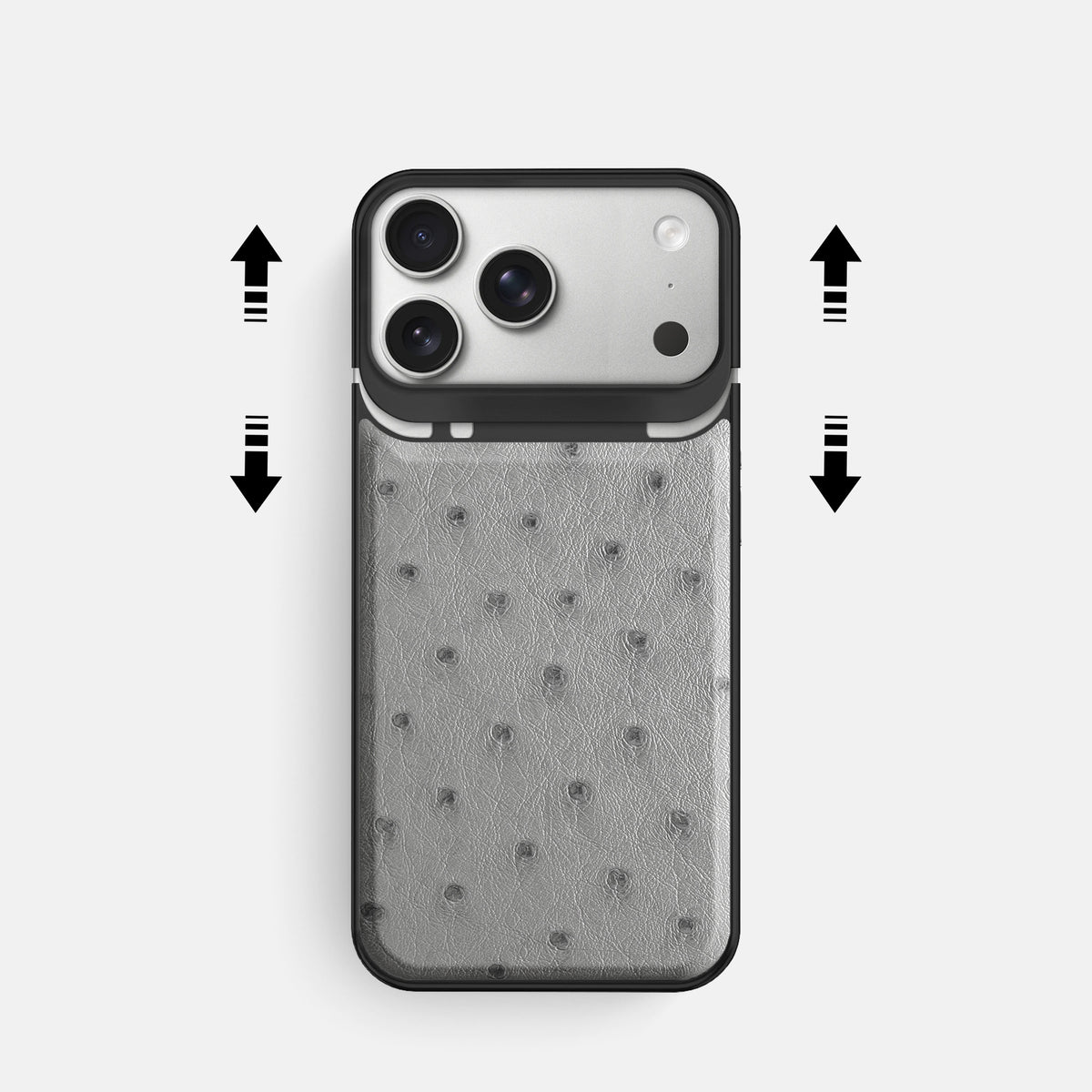 Metal Case For iPhone 18 Pro In Ostrich -2 | Silver-Black