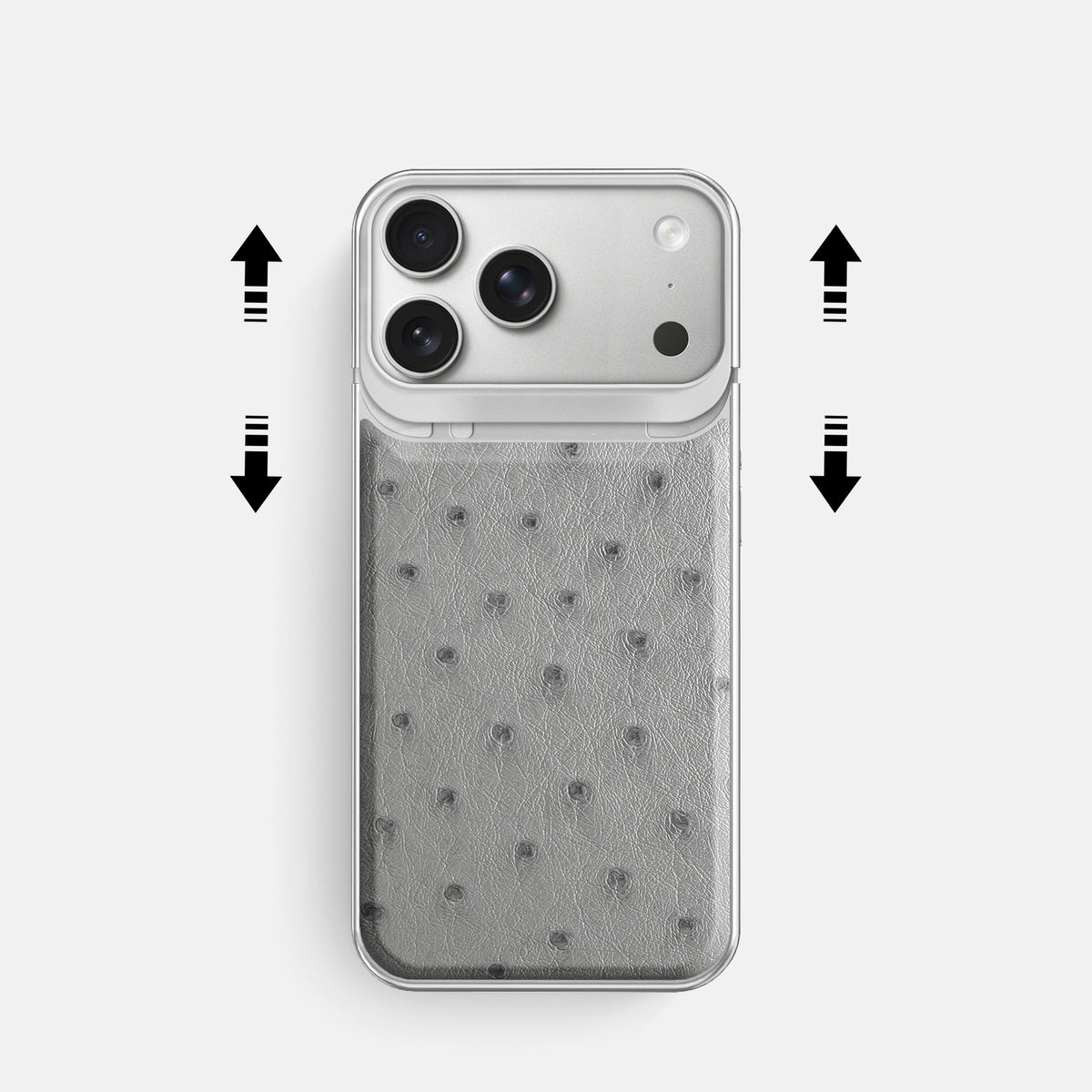 Metal Case For iPhone 18 Pro In Ostrich -2 | Silver-Steel