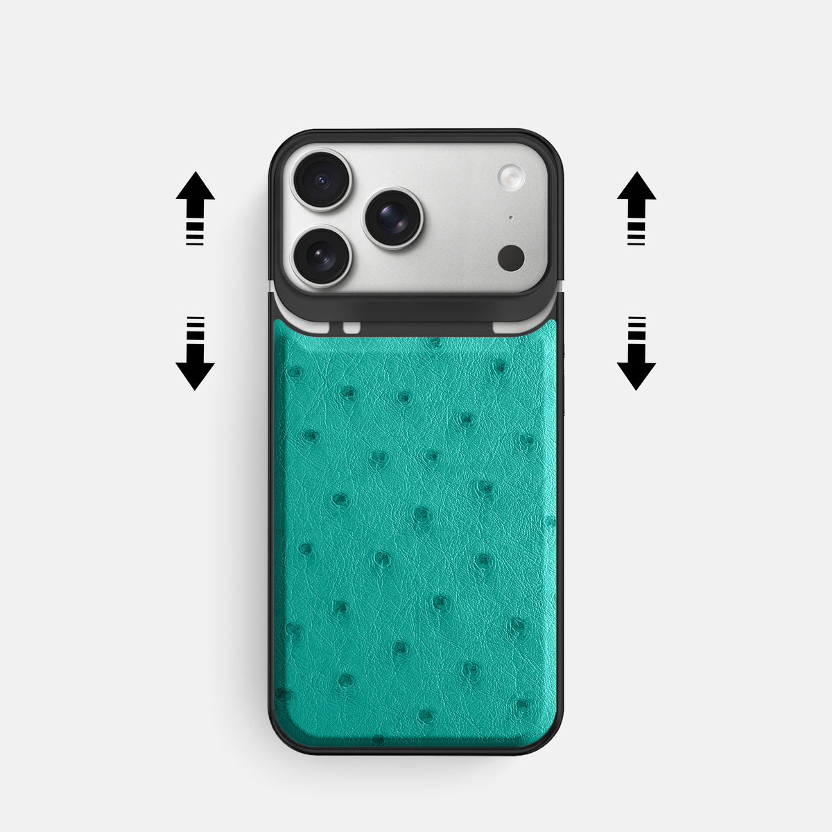 Metal Case For iPhone 18 Pro In Ostrich -2 | Turquoise-Black
