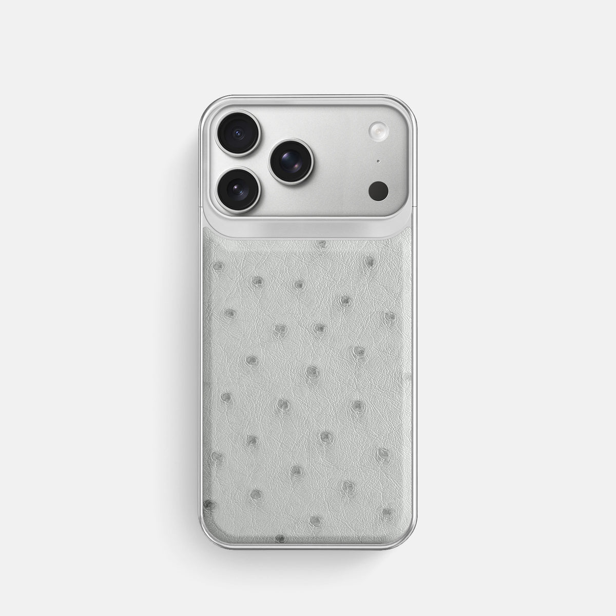 Metal Case For iPhone 18 Pro In Ostrich -1 | White-Steel