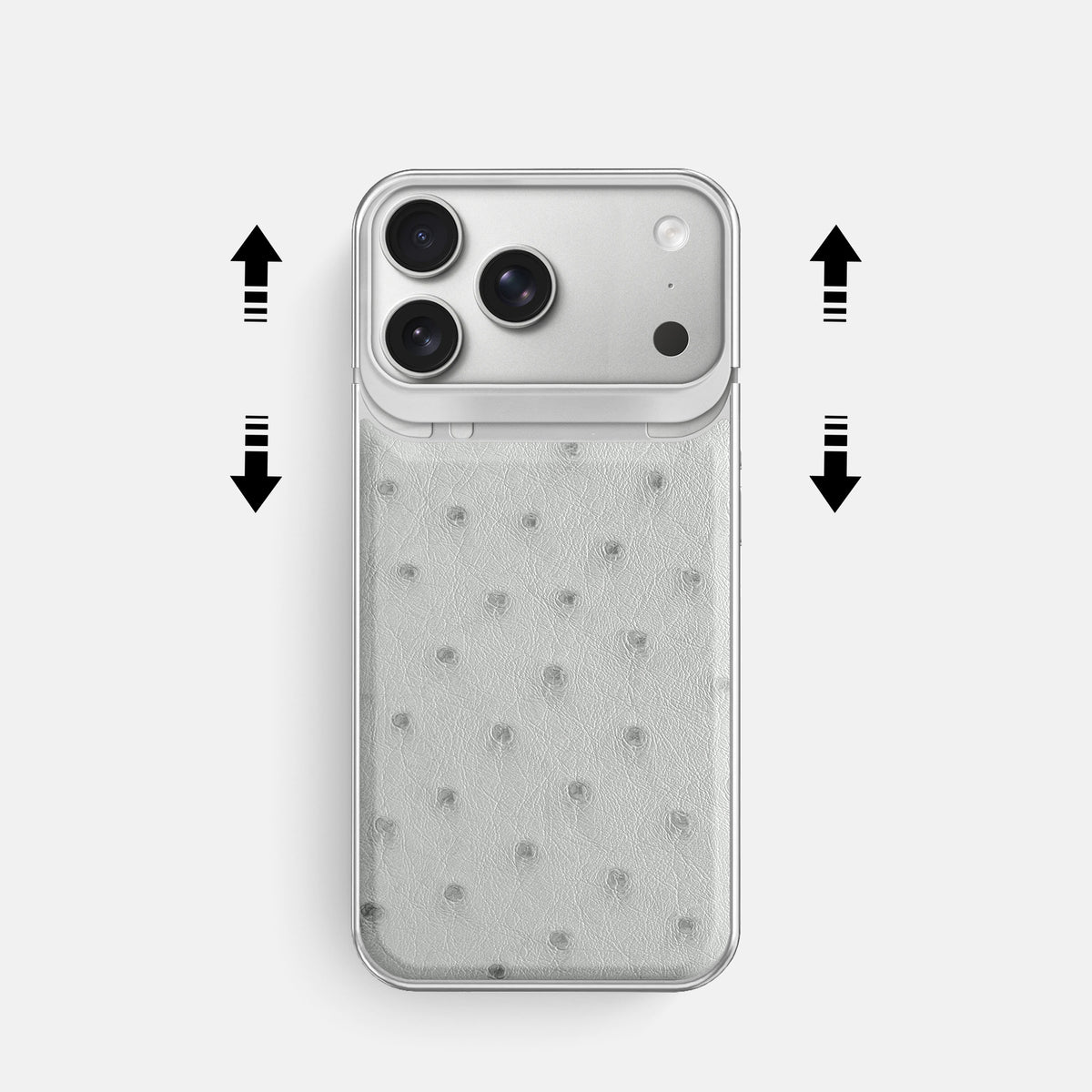 Metal Case For iPhone 18 Pro In Ostrich -2 | White-Steel