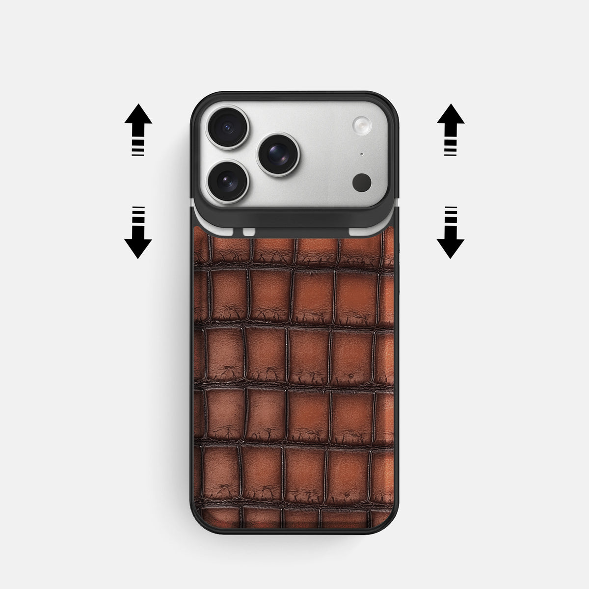Metal Case For iPhone 18 Pro In Patina Alligator -2 | Baobab-Black