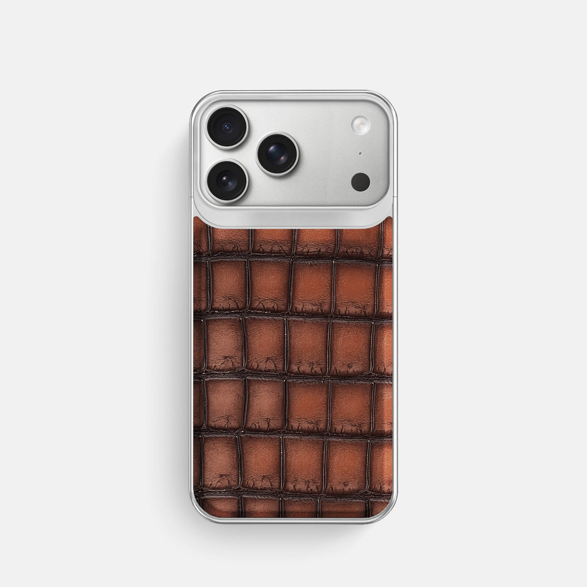 Metal Case For iPhone 18 Pro In Patina Alligator -1 | Baobab-Steel