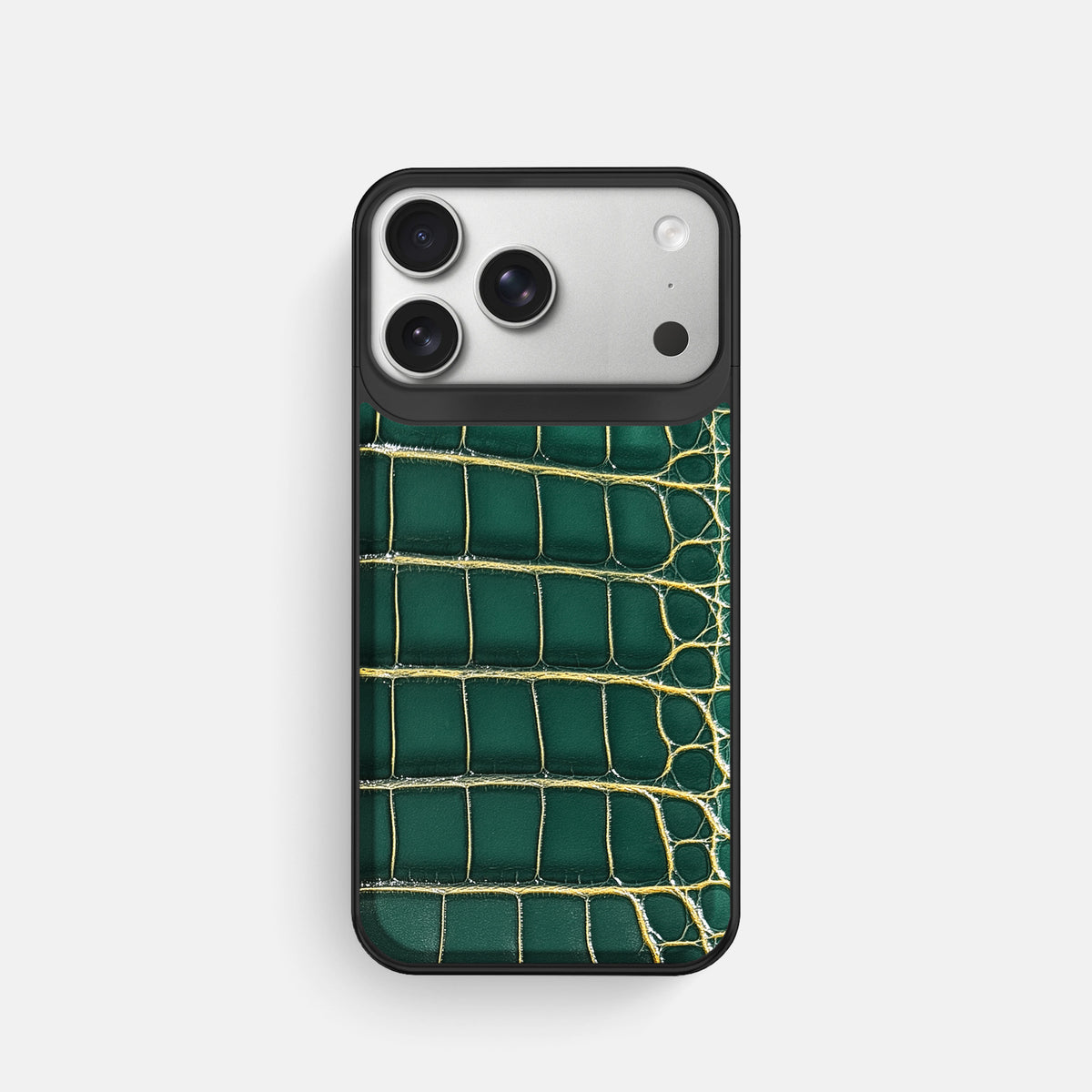 Metal Case For iPhone 18 Pro In Patina Alligator -1 | Cambridge-Black