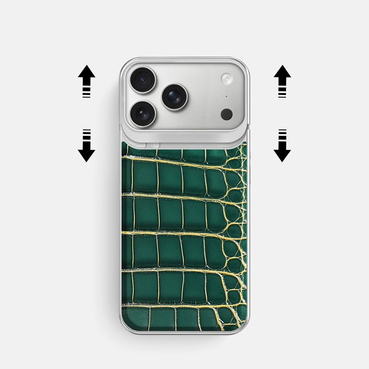 Metal Case For iPhone 18 Pro In Patina Alligator -2 | Cambridge-Steel