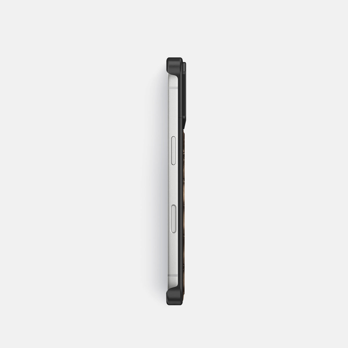 Metal Case For iPhone 18 Pro In Patina Alligator -3 | Etoupe-Black