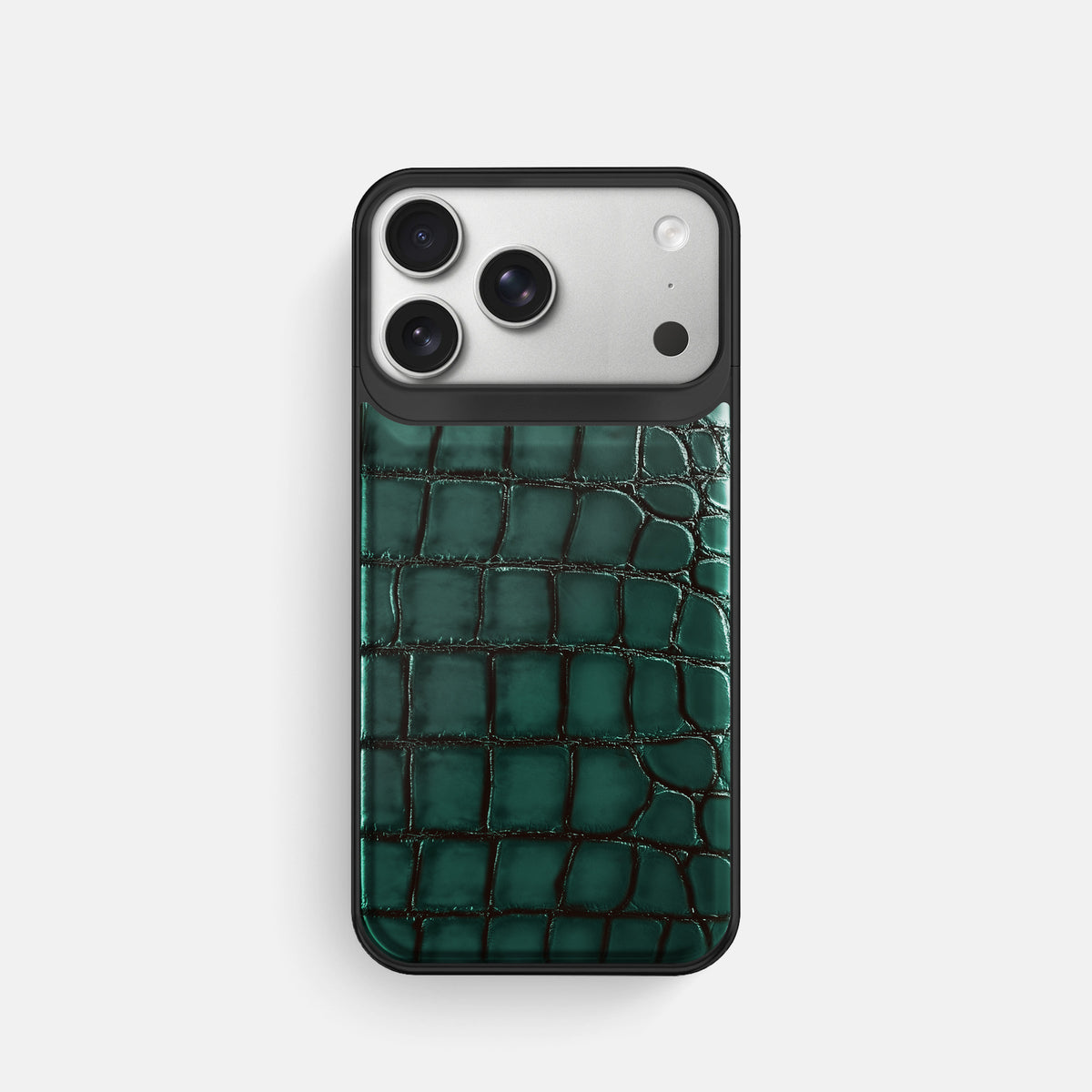 Metal Case For iPhone 18 Pro In Patina Alligator -1 | Green-Black