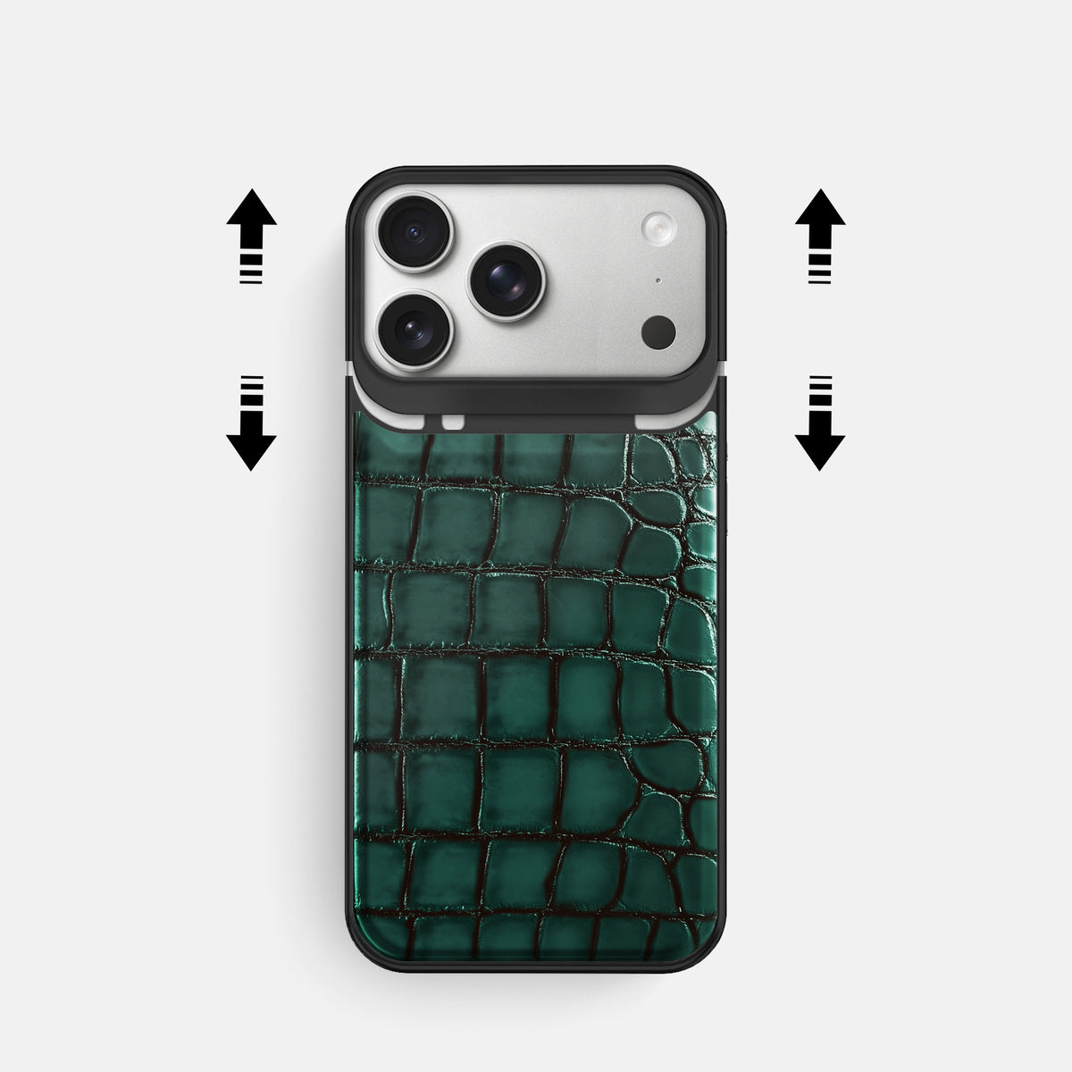 Metal Case For iPhone 18 Pro In Patina Alligator -2 | Green-Black