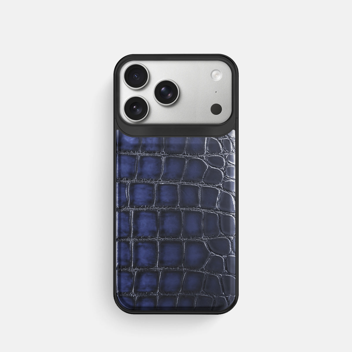 Metal Case For iPhone 18 Pro In Patina Alligator -1 | Havana-Blue-Black