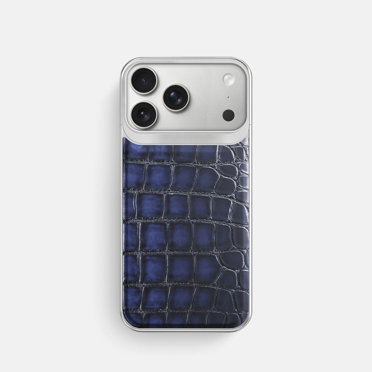 Metal Case For iPhone 18 Pro In Patina Alligator -1 | Havana-Blue-Steel