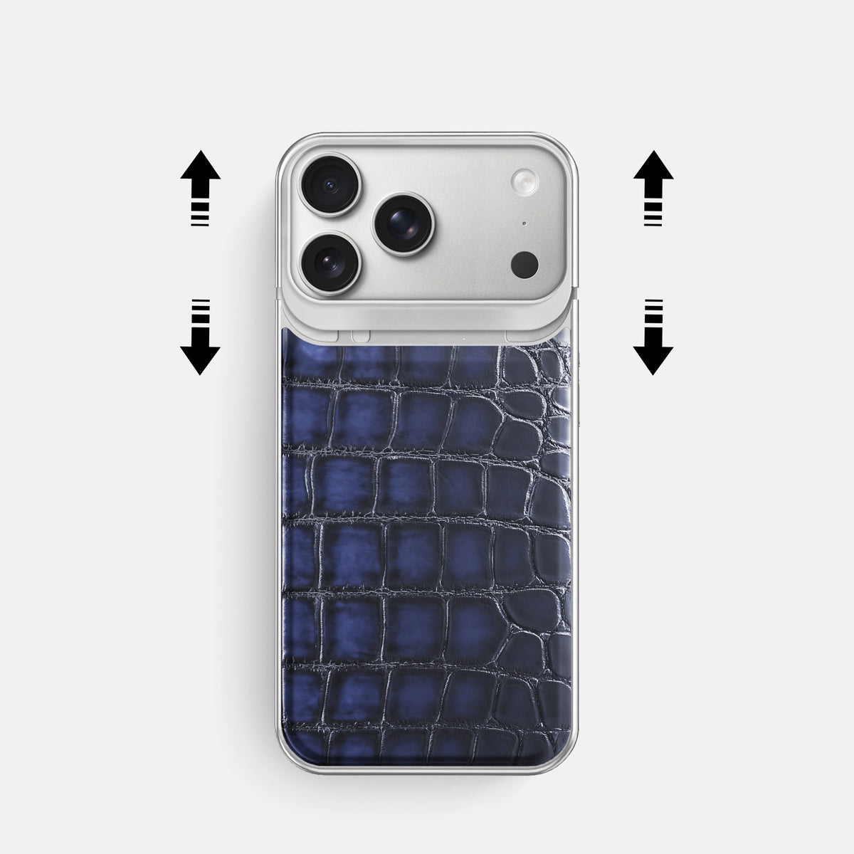 Metal Case For iPhone 18 Pro In Patina Alligator -2 | Havana-Blue-Steel