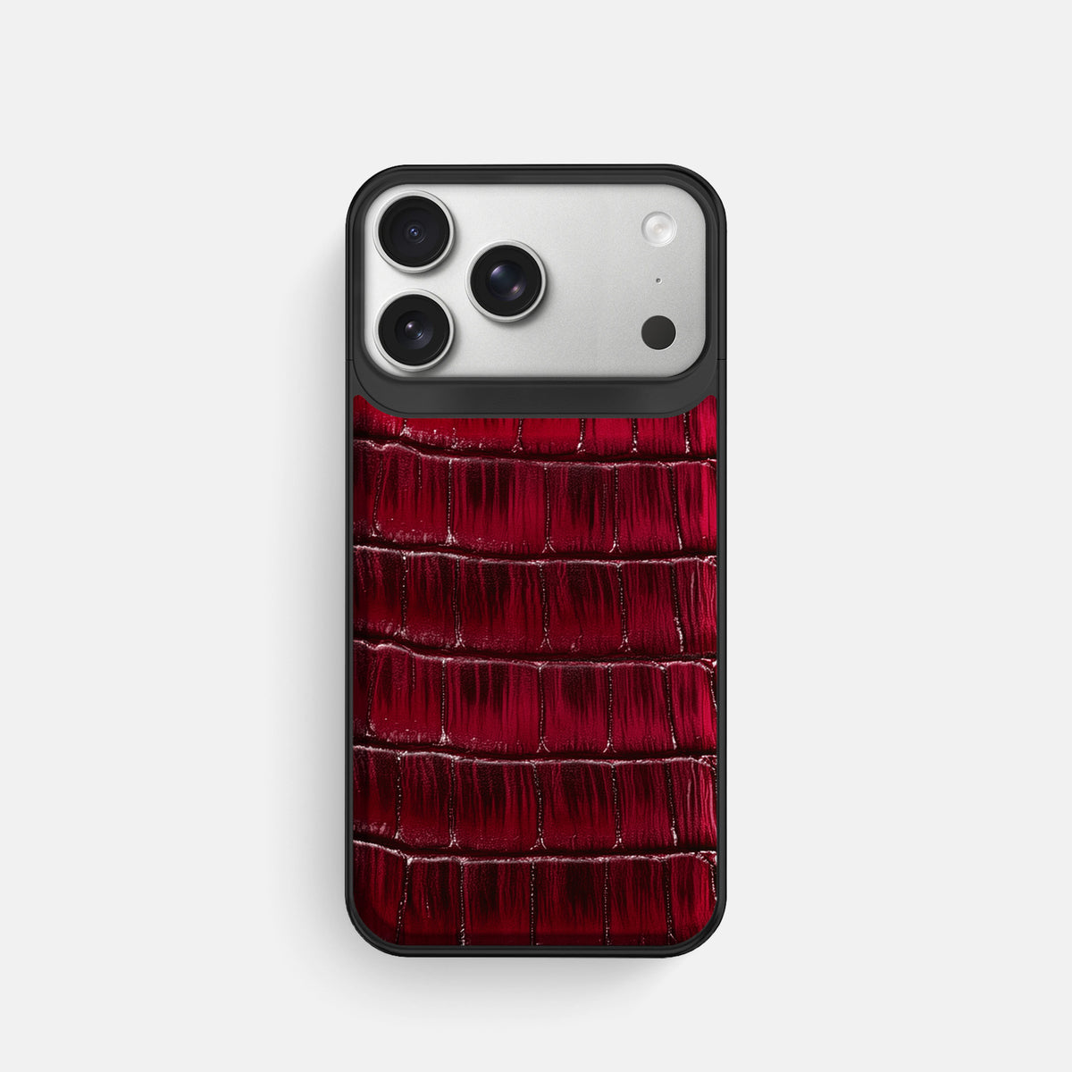 Metal Case For iPhone 18 Pro In Patina Alligator -1 | Havana-Burgundy-Black