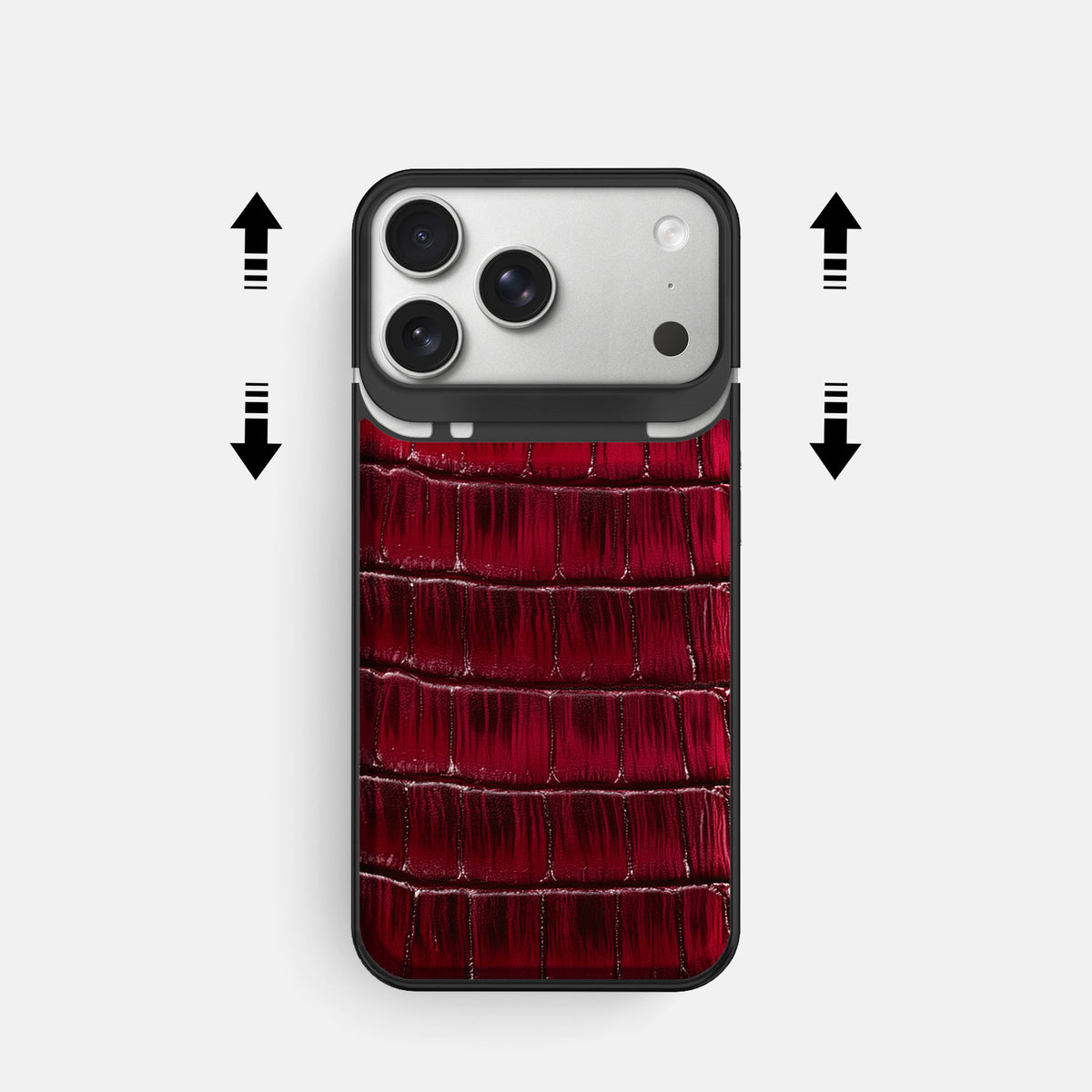 Metal Case For iPhone 18 Pro In Patina Alligator -2 | Havana-Burgundy-Black