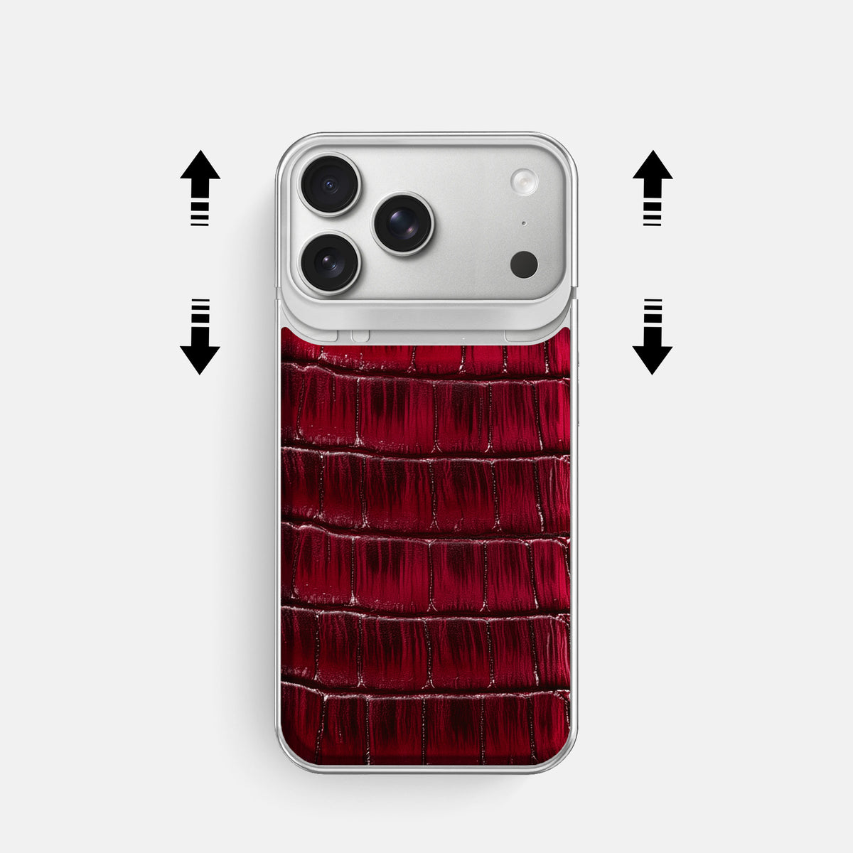 Metal Case For iPhone 18 Pro In Patina Alligator -2 | Havana-Burgundy-Steel