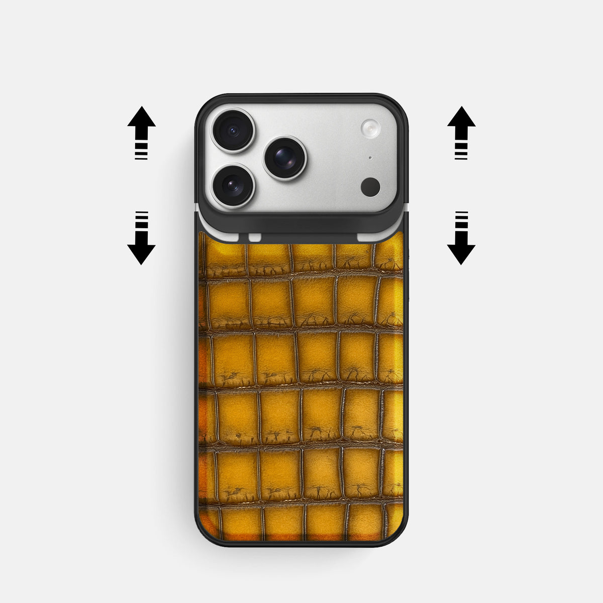 Metal Case For iPhone 18 Pro In Patina Alligator -2 | Sydney-Black