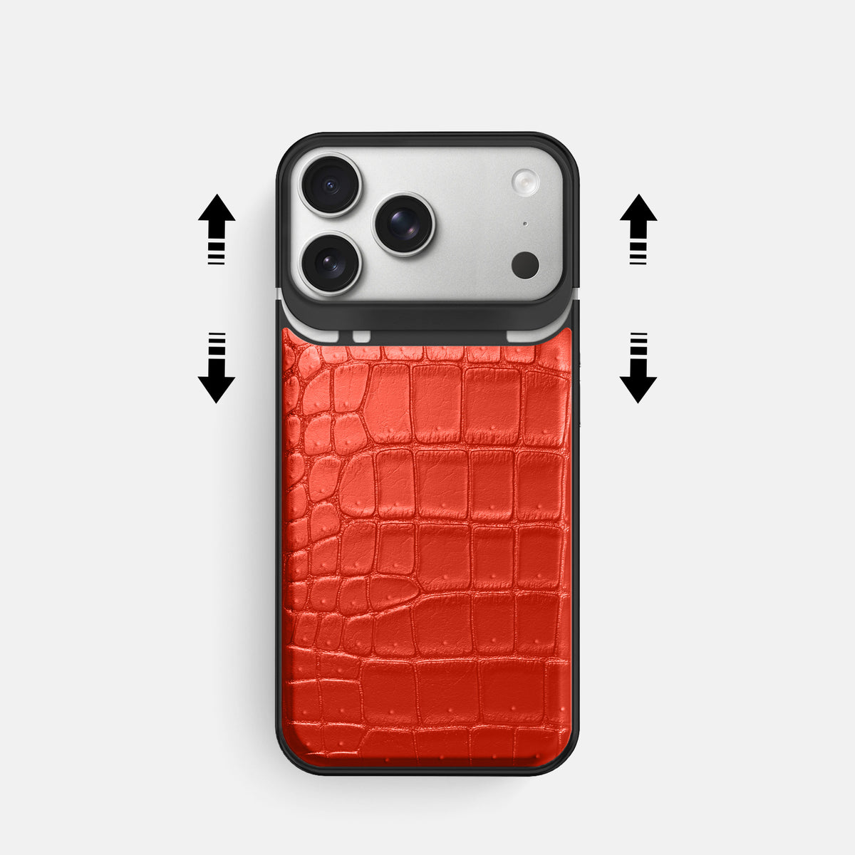 Metal Case For iPhone 18 Pro In Porosus Crocodile -2 | Rust-Black