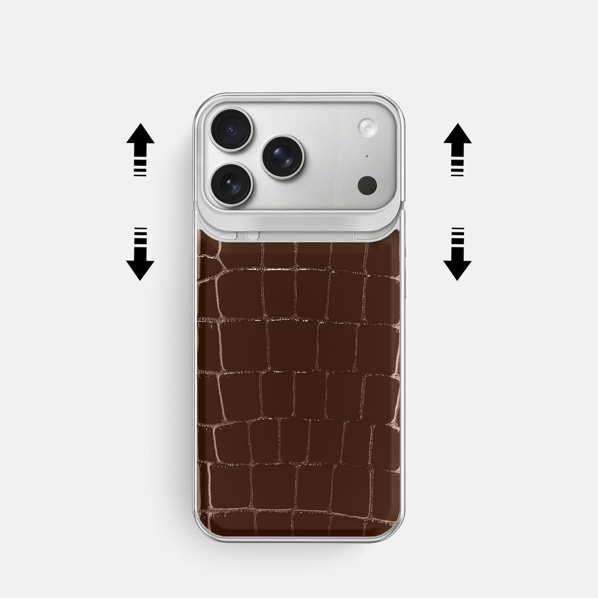 Metal Case For iPhone 18 Pro In Shiny Alligator -2 | Brown-Steel