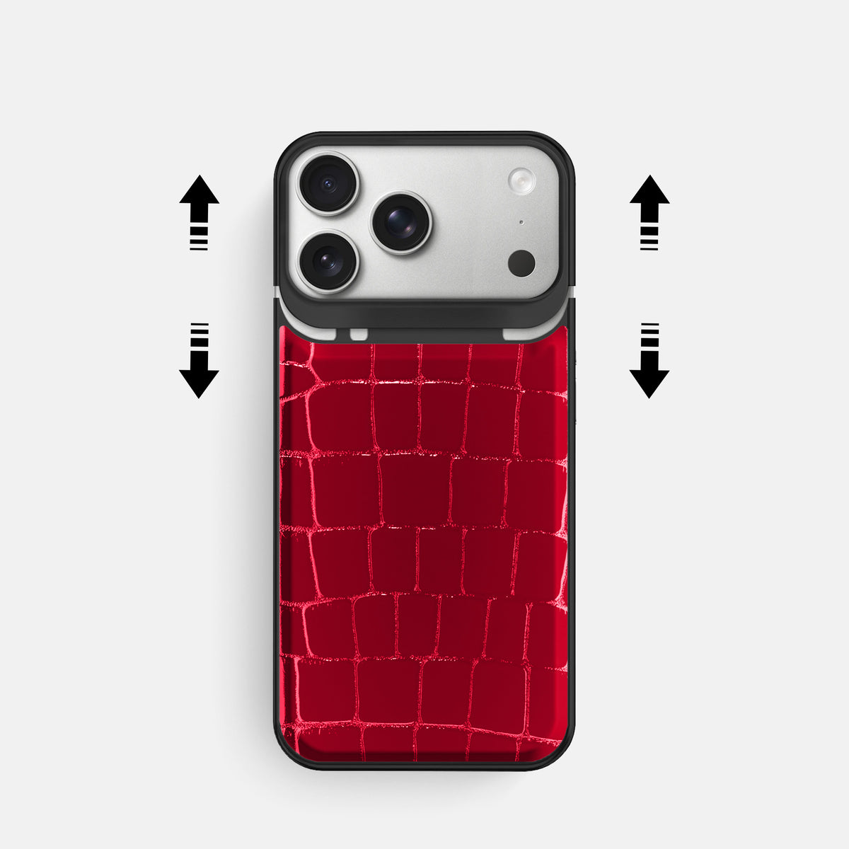 Metal Case For iPhone 18 Pro In Shiny Alligator -2 | Cherry-Black