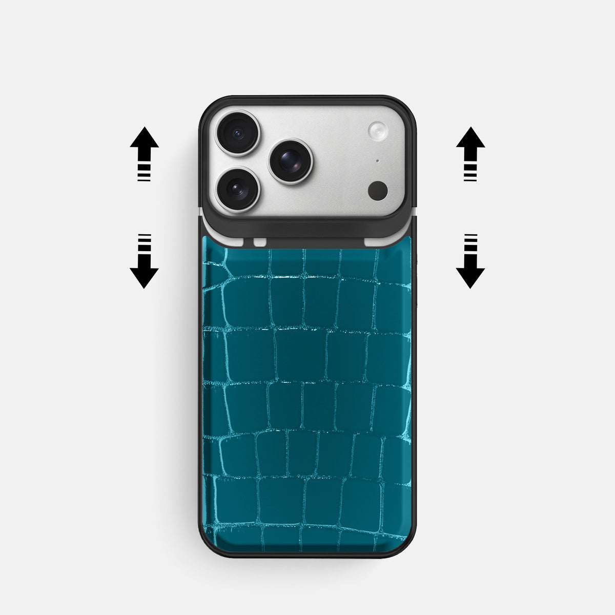 Metal Case For iPhone 18 Pro In Shiny Alligator -2 | Curacao-Black